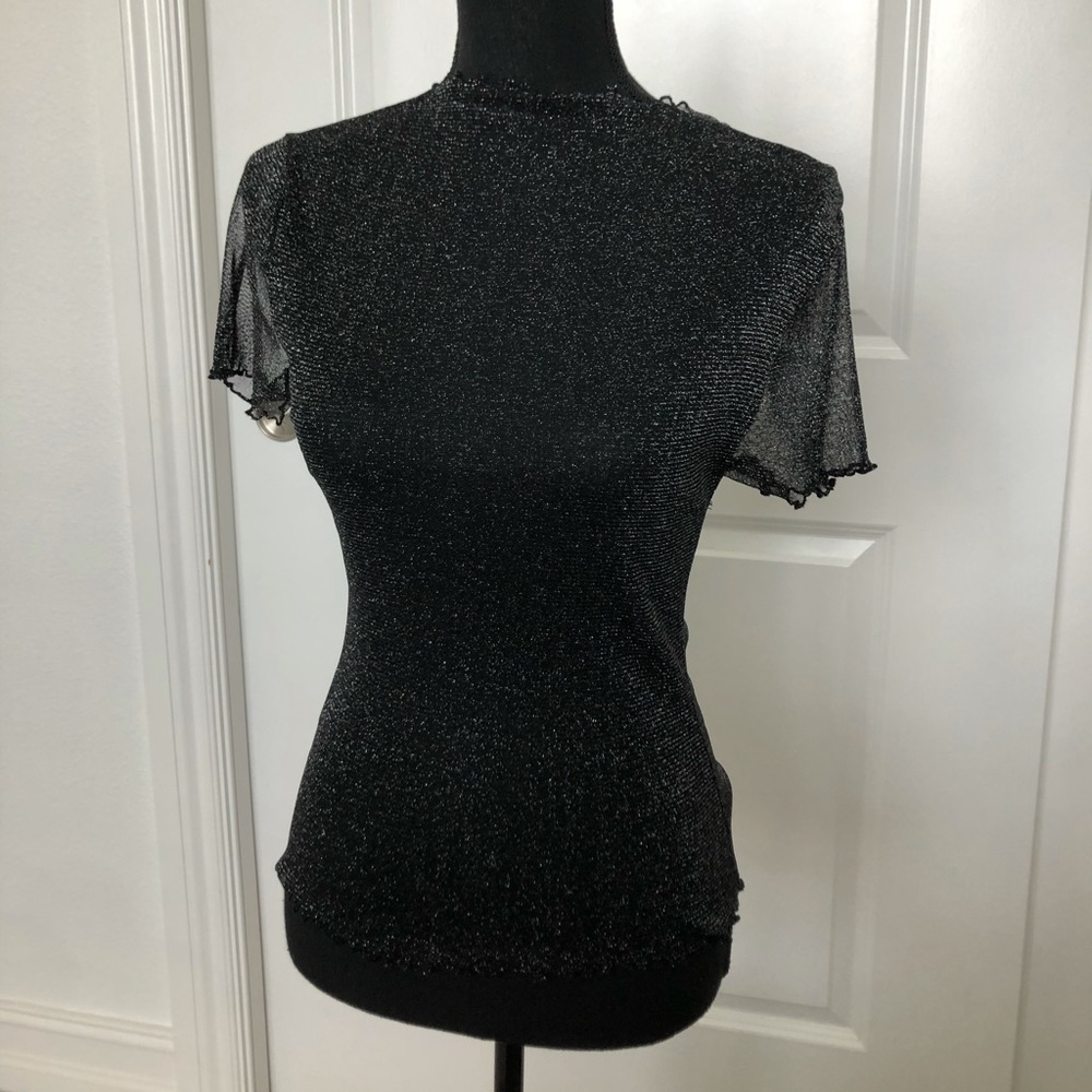 Shein Black Mesh Sparkle Top